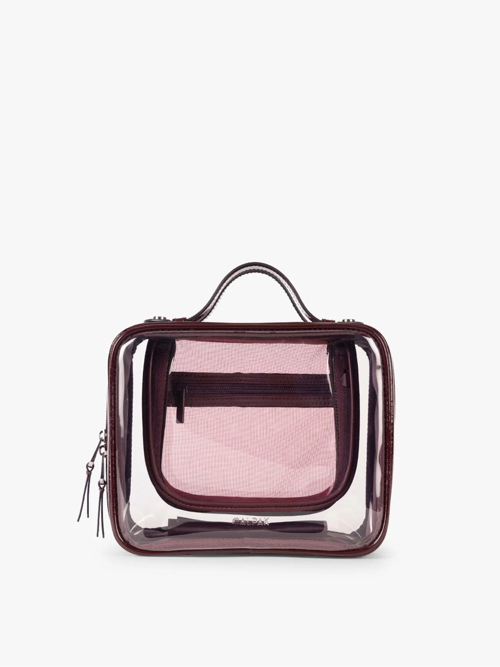 Medium Clear Cosmetics Case in Glazed Dark Cherry